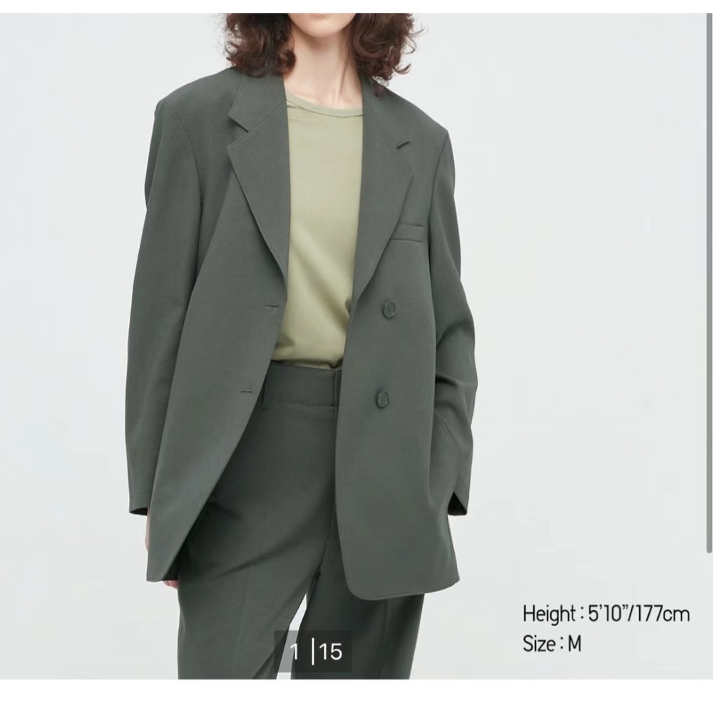 Uniqlo u women blazer - dark green, size small